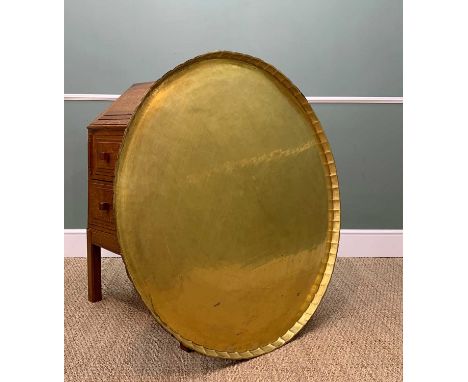 LARGE ARABIC COMMUNAL BRASS FOOD DISH, slightly domed centre and scallop edged, 106cm, diameterComments: whisky bottle to sho