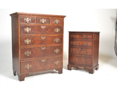 A Georgian style mahogany bachelors chest of drawers having short and deep drawer configuration all raised on bracket feet. T
