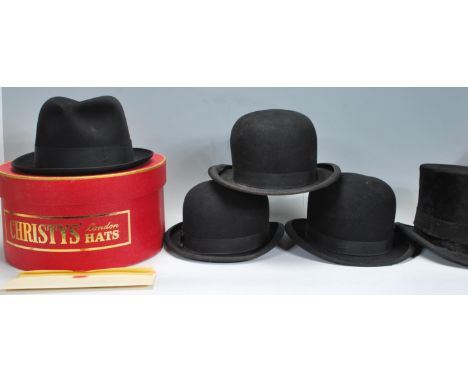 A group of three vintage 20th Century Bowler hats to include makes from Moores 'Imperial Lightweight, The "Jacksonia" hat and