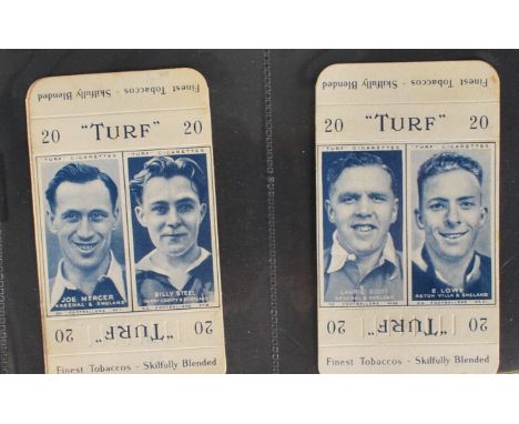 A selection of vintage cigarette Cards, Carreras TURF Slides, Famous Footballers full set of 50 cards, in pairs on uncut pack