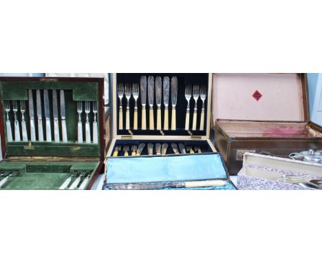 A good cased silver hallmarked part cutlery set by Elkington &amp; Co consisting of twelve forks and five knifes all bearing 