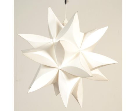 A vintage retro 20th Century white paper star light shade by Habitat retaining original packing. Measures 34cm long.&nbsp;
