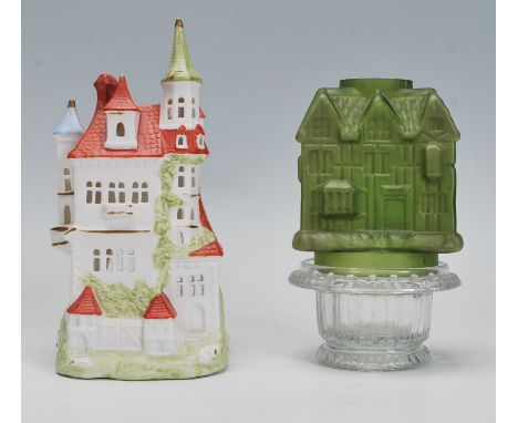 A rare late 19th century Victorian S. Clarke, Fairy Pyramid, Fairy night light pressed green glass light shade in the form of