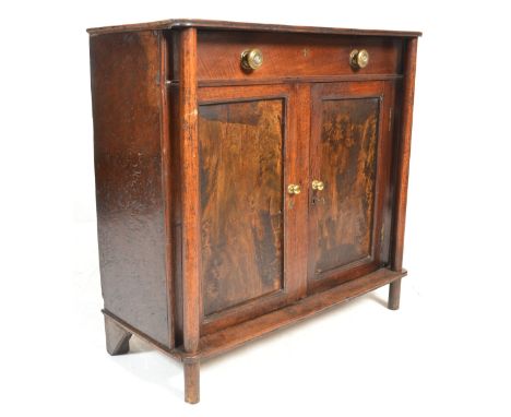 A believed 18th century burr elm Irish provincial chiffonier / dresser&nbsp; base. The rustic form cabinet raised on turned l