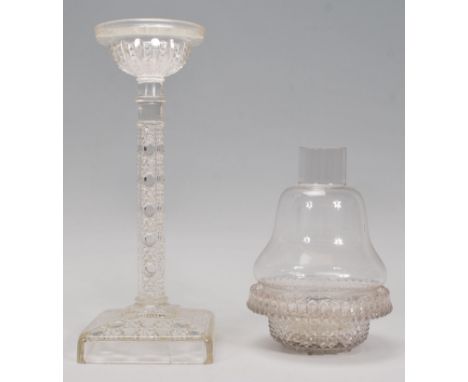 A late 19th century Victorian Cricklite S. Clarke, Pyramid Night Light, having a cut glass base with glass cover of waited fo