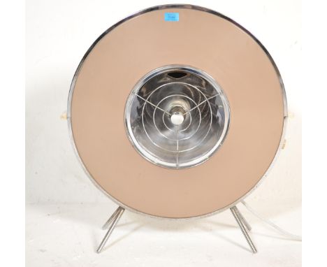 A retro mid century Sputnik Atomic Sofono electric heater of circular form having beige and enamel sides and raised on Sputni