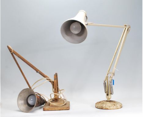 Two vintage 20th Century&nbsp;Herbert Terry industrial Anglepoise lamps to include a&nbsp;in original gold painted finish pre