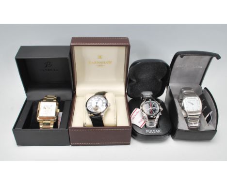 A collection of four gents dress wristwatches to include a Earnshaw automatic having a white dial with Roman numeral chapter 