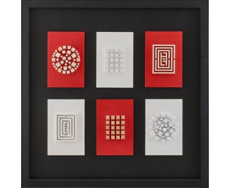 PAOLA D' AMORE  (Palermo 1959) Legno su legno "Tre piÃ¹ tre" - 2020, serie gioco metafora della vita, il labirinto, la scacch