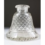 A 19TH CENTURY OSLER CUT GLASS HUQQA BASE, 12cm high.