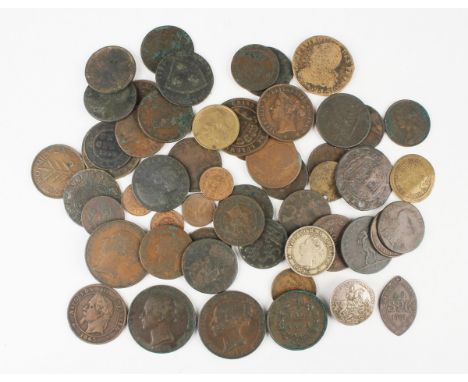 A small group of 18th, 19th and 20th century European and world coins and paranumismatic items.Buyer’s Premium 29.4% (includi