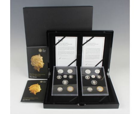 An Elizabeth II Royal Mint Fourth and Fifth Circulating Coinage Portrait Collection silver proof sixteen-coin presentation ye
