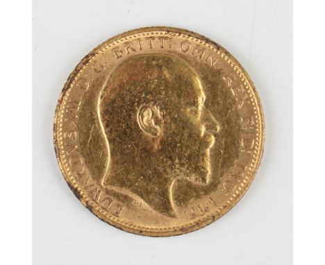 An Edward VII sovereign 1907, Melbourne Mint.Buyer’s Premium 29.4% (including VAT @ 20%) of the hammer price. Lots purchased 