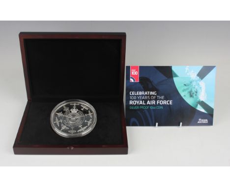 An Elizabeth II ten-ounce silver proof Isle of Man fifty pounds 2018 celebrating 100 Years of the Royal Air Force, cased with