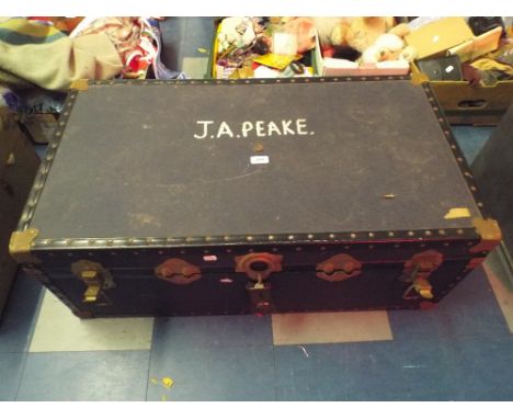 A Travelling Trunk Inscribed J A Peake.