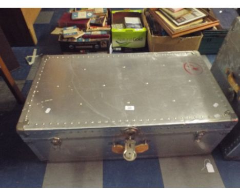 An Aluminium Covered Travelling Trunk.