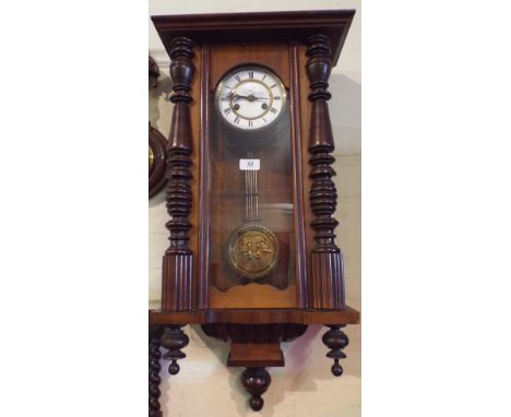 A Late Victorian Mahogany Wall Clock (Missing Finial).