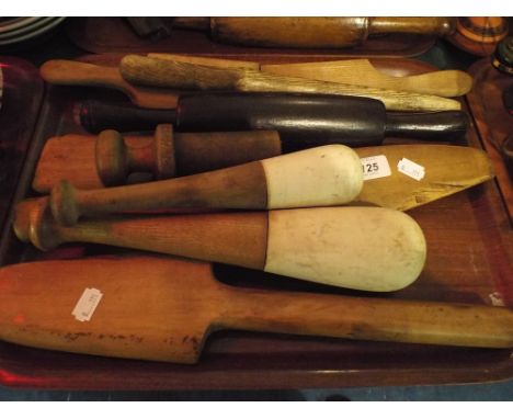 A Collection of Kitchen Wares to Include Butter Pats, Rolling Pin, Pestles Etc.