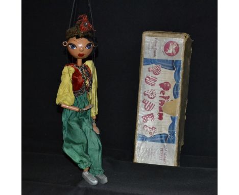 SS Turkish Girl - Pelham Puppets SS Range, wooden ball head, black  hair, painted features,  blue eyes, small cast metal hand
