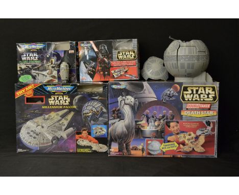 Micro Machines -  Galoob Toys, Star Wars Millennium Falcon playset, No 65929;  others Death Star, No 75118,  Ideal Toys, Dart