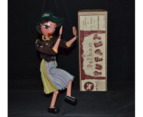 Wonky Toy SS Country Girl - Wonky Toy SS Range, round wooden head, painted features, blue eyes, wooden hands, wooden knee joi