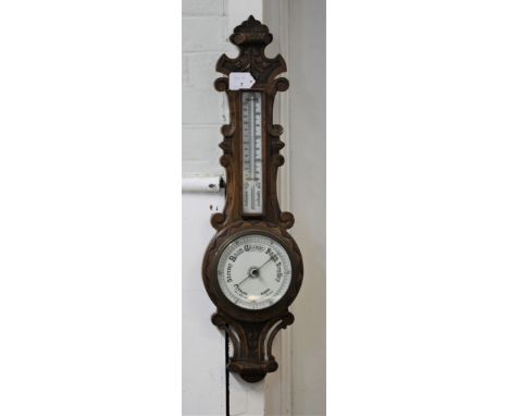 An oak banjo barometer 80cm long. 