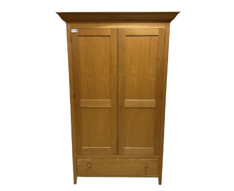 Marks & Spencer - light oak double wardrobe, enclosing hanging rail with single drawer fitted to baseDimensions: Height:&nbsp