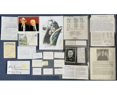 WW2 RAF Collection of Assorted Signed Items Including FDC's Signature Cards, Mission Reports, Small Print, Augsburg Raid Repo