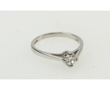 A nice quality solitaire diamond ring, brilliant cut diamond 0.35ct approx. Colour F/G, clarity SI. Platinum set, dated 2001.