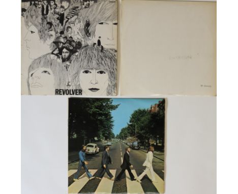 THE BEATLES - REVOLVER/WHITE ALBUM/ABBEY ROAD - EARLY/ORIGINAL UK PRESSINGS. Sweet pack of 3 x original/early UK pressing LPs