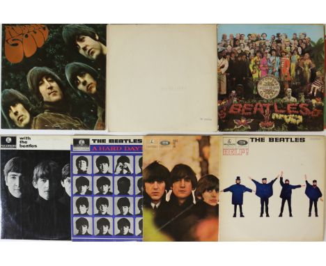 THE BEATLES - STUDIO LPs (EARLY/ORIGINAL UK 60s). Really neat selection of 7 x original/early UK pressing 60s LPs. Titles are