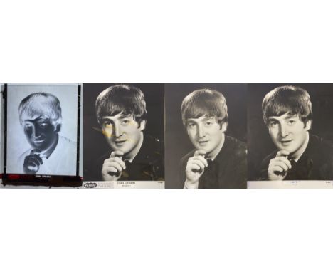 DEZO HOFFMAN GLASS NEGATIVE. An original glass photo negative (8x10") of a John Lennon portrait taken circa 1964 by Dezo Hoff