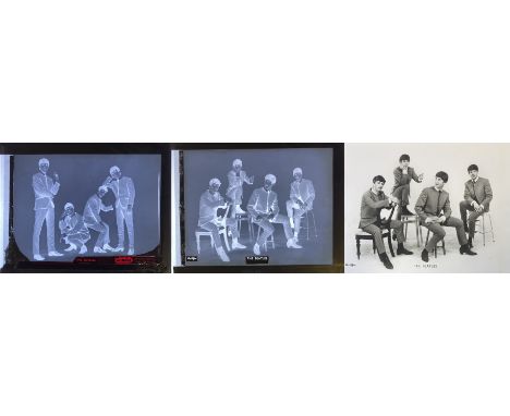 DEZO HOFFMAN GLASS NEGATIVES. Two original glass plate photo negatives, depicting images taken by Dezo Hoffman of The Beatles