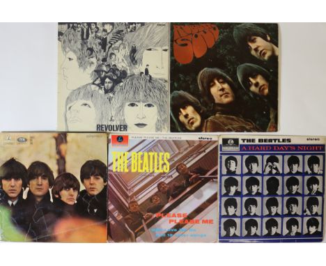 THE BEATLES - UK STEREO PRESSING LPs (EARLY/ORIGINALS). Smart bundle of 5 x early/original 'black and yellow' UK pressing Par