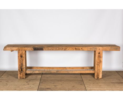 Full title: A large wooden workshop or barn table, early 20th C.Description:H 78,5 x L 277 x D 54 cmAbout this sale: Paul De 