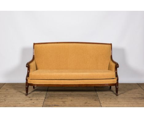 Full title: A French mahogany sofa, 19th C.Description:H 98 x L 178 x D 72,5 cmAbout this sale: Paul De Grande is one of the 
