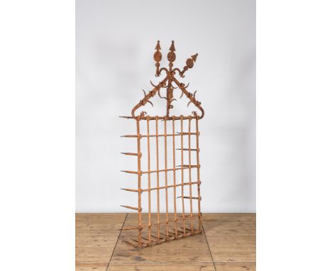 Full title: A Southern European wrought iron window grille, 19th C.Description:H 225 x L 110 x D 41 cmAbout this sale: Paul D