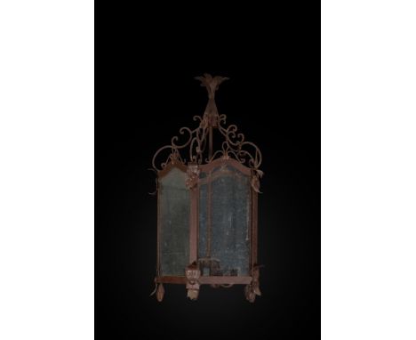 Full title: A French wrought iron lantern, 19/20th C.Description:H 87,5 x L 44,5 cmAbout this sale: Paul De Grande is one of 
