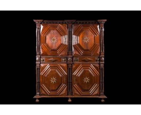 Full title: An imposing baroque-style parquetry oak four-door cupboard, 19th C.Description:H 227 x L 206 x D 79 cmAbout this 