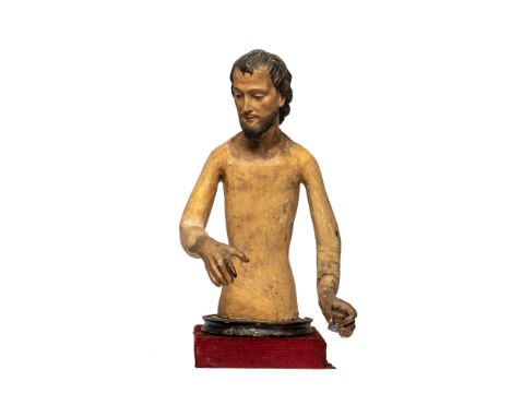 Full title: A polychromed wooden 'Santos' mannequin, probably Italy, 18th C.Description:H 58,5 cmAbout this sale: Paul De Gra