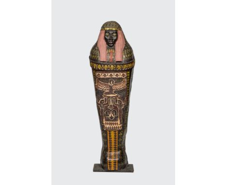 Full title: A polychrome decorated papier-m‰chŽ sarcophagus cover, 20th C.Description:H 180,5 cmAbout this sale: Paul De Gran