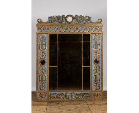 Full title: An imposing richly decorated polychrome wooden mirror, 20th C.Description:233 x 178,5 cmAbout this sale: Paul De 