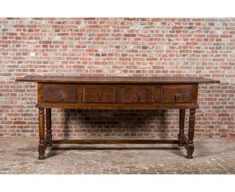 Full title: A four-drawer southern European walnut table, 18th C. and laterDescription:H 89 x L 225 x D 78 cmAbout this sale: