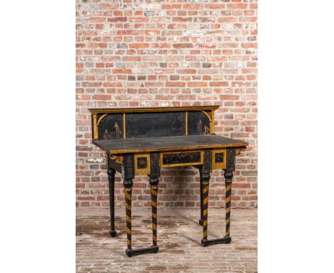 Full title: A polychrome and gilt wooden 'troubadour' desk, 19th C.Description:H 94 x L 102 x D 55 cmAbout this sale: Paul De