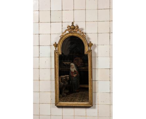 Full title: A French gilt wooden Louis XVI mirror, 18th C.Description:93,5 x 42 cmAbout this sale: Paul De Grande is one of t
