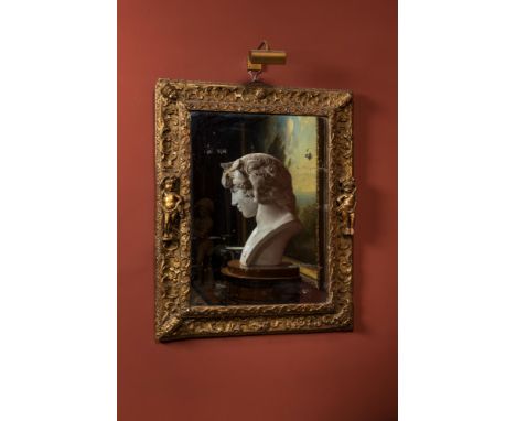 Full title: A gilt wooden baroque mirror with putti, 18th C.Description:H 90 x L 73 cmAbout this sale: Paul De Grande is one 