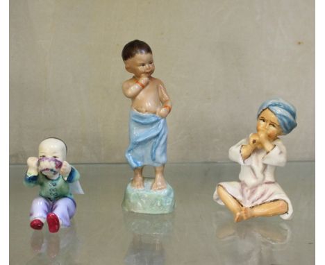 A Royal Worcester china figure, 'India' by FG Doughty, model no 3671, 'China' no. 3073 and 'Burman' no. 3068 (3)