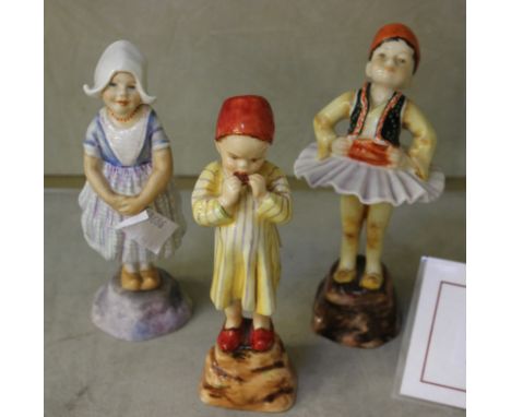 A Royal Worcester china figure, 'Holland' by FG Doughty, model no 3074, 'Greece' no. 3069 and 'Egypt' no. 3066 (3)