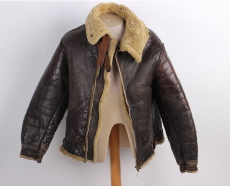 A Second World War United States Army Air Force B-3 Leather Flying Jacket of standard production specification, sheep skin li