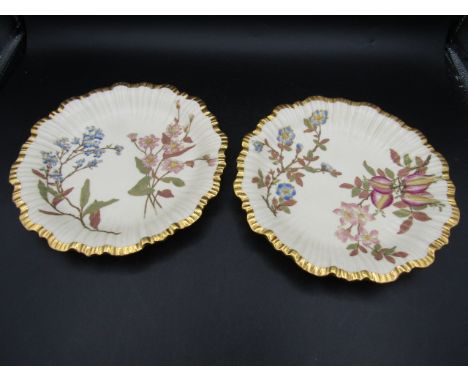 Royal Worcester hand painted plates, one has cracked and been repaired, the other is in good condition 22cmD